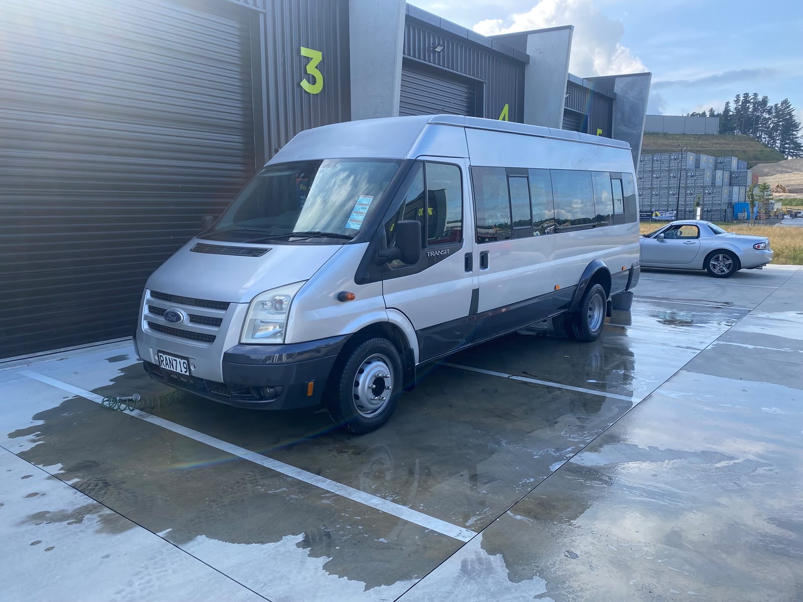 Ford Transit fleet van cleaned up outside KT Bodyshop workshop
